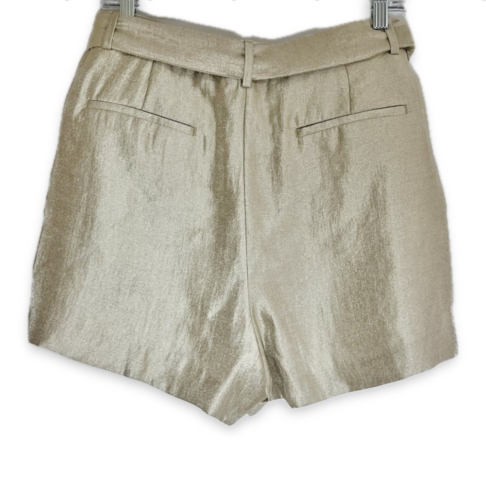NWT LOFT Shorts Metallic Gold Shimmer Tie-Waist High-Waist Shimmery Champagne - Picture 4 of 6
